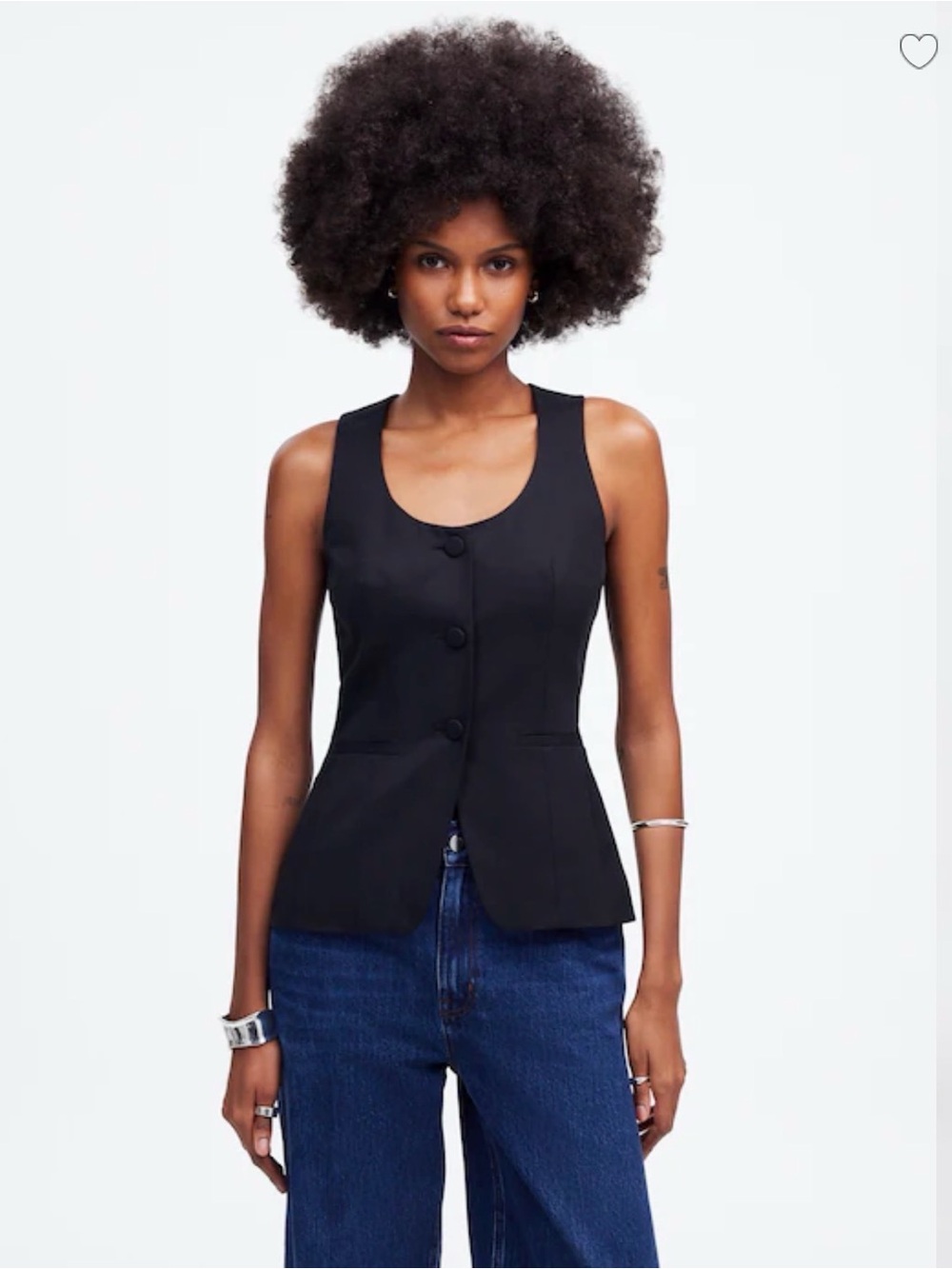 Madewell Black Tailored Button-Front Vest - Picture 3 of 6